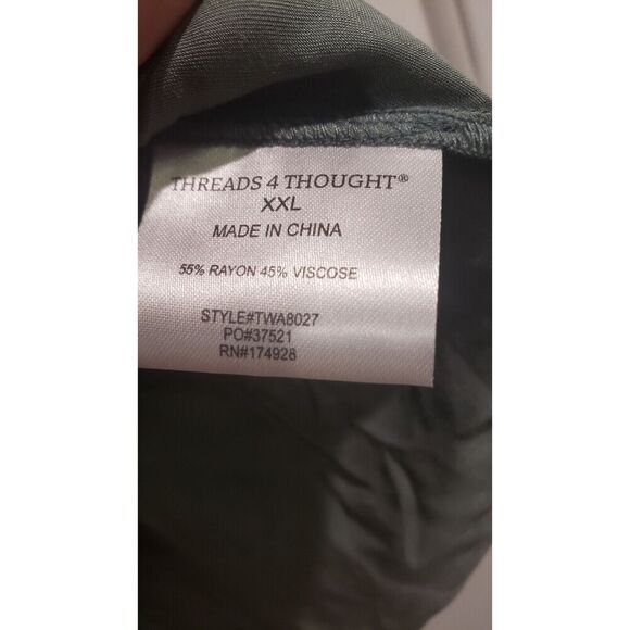 Threads 4 Thought Women's Sheena Sateen Button-Up Shirt Green XXL NWT - Picture 4 of 7